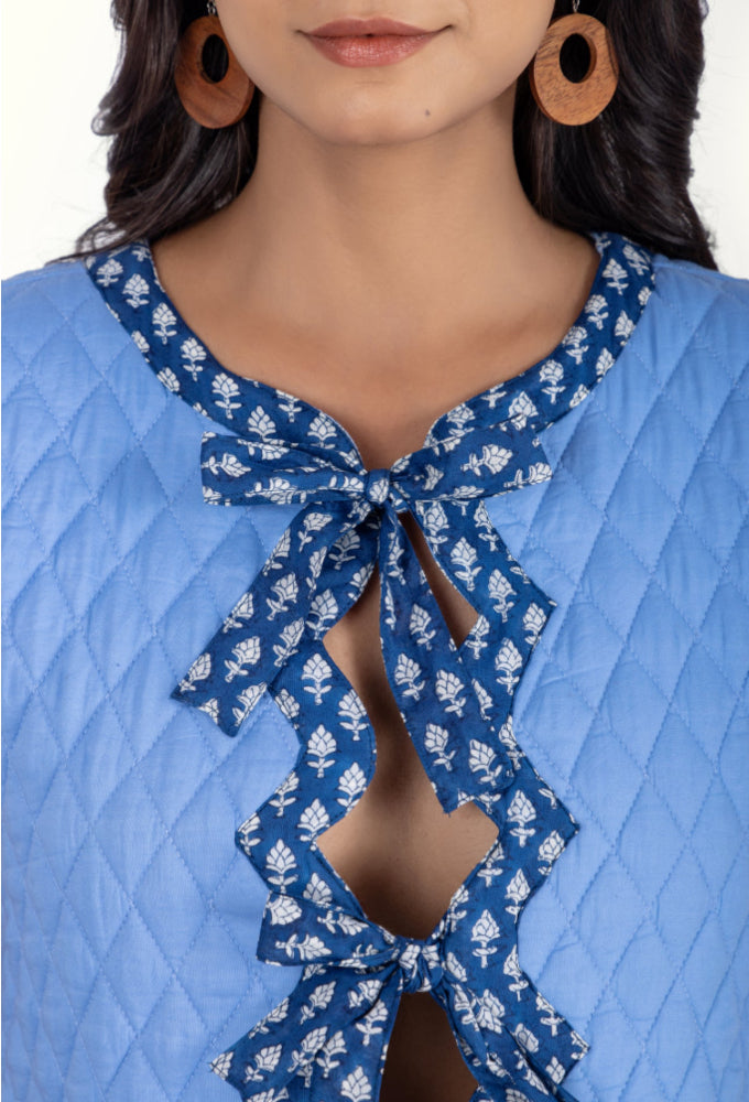 Ember Quilted Gilet Vest - Ditsy Sky