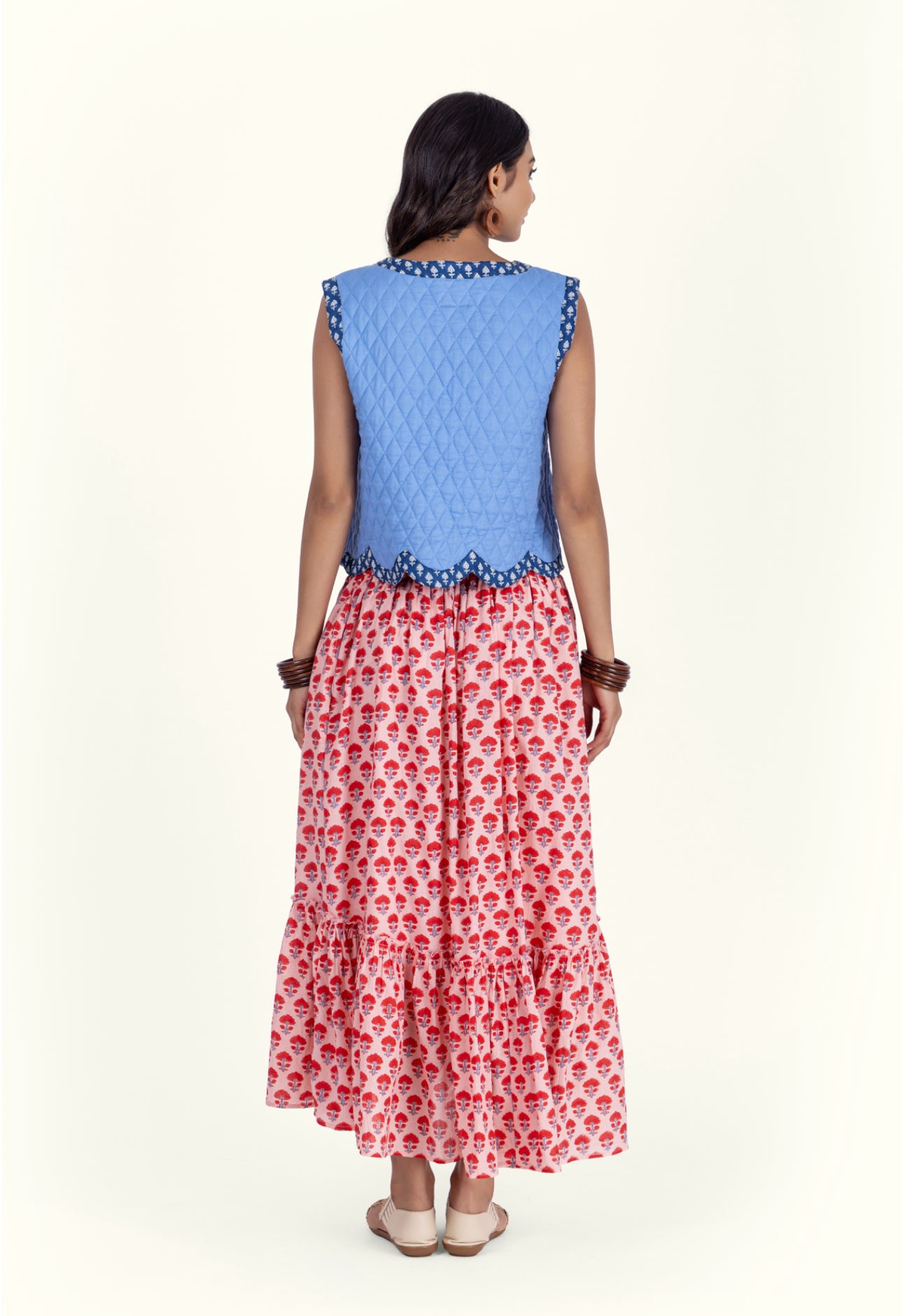 Ember Quilted Gilet Vest - Ditsy Sky