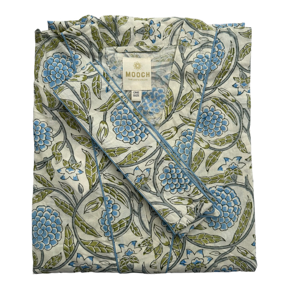 Cotton Dressing Gown / Robe - Wolds Steel