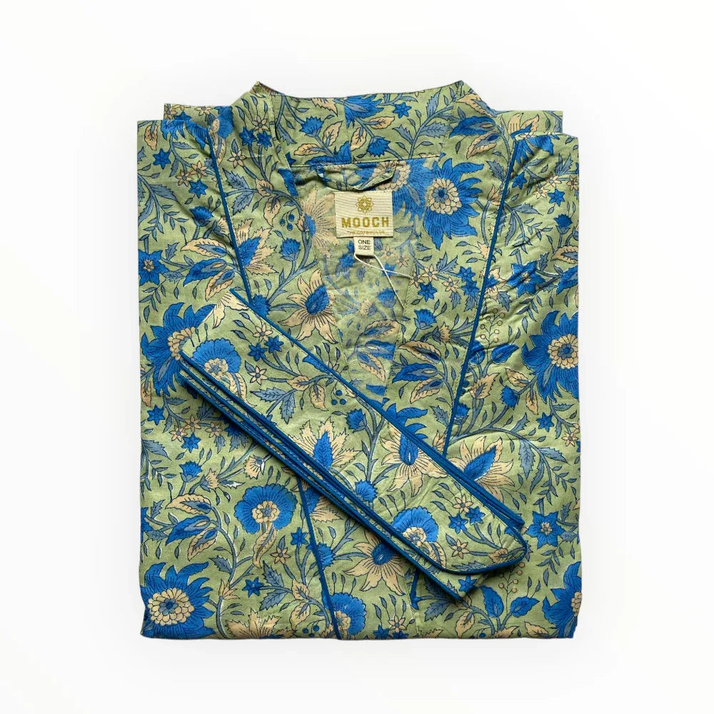 Cotton Dressing Gown / Robe - Ebrington Sage