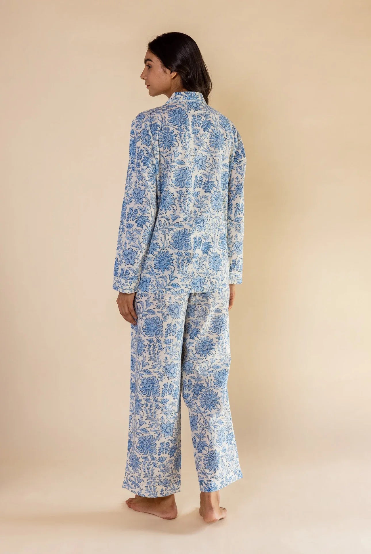 Willersey China pyjamas back view - luxury cotton nightwear by Mooch Cotswolds