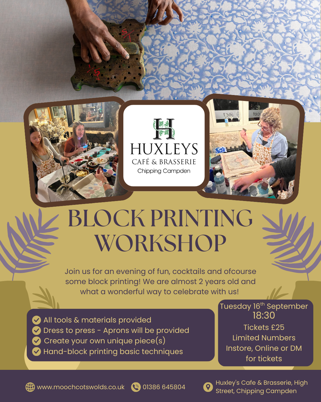 Block Print Workshop Experience Evening