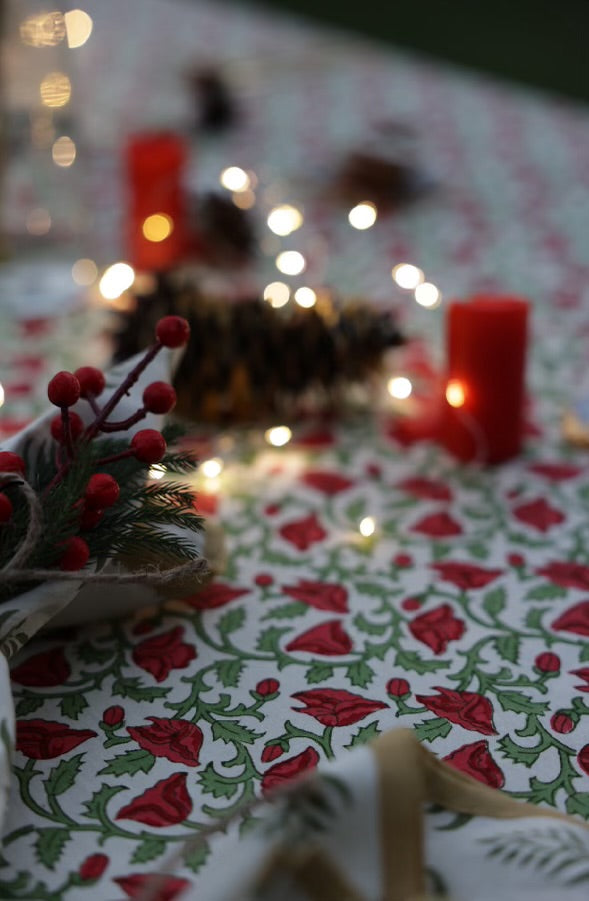 Printed Tablecloth - Hicks Scarlet