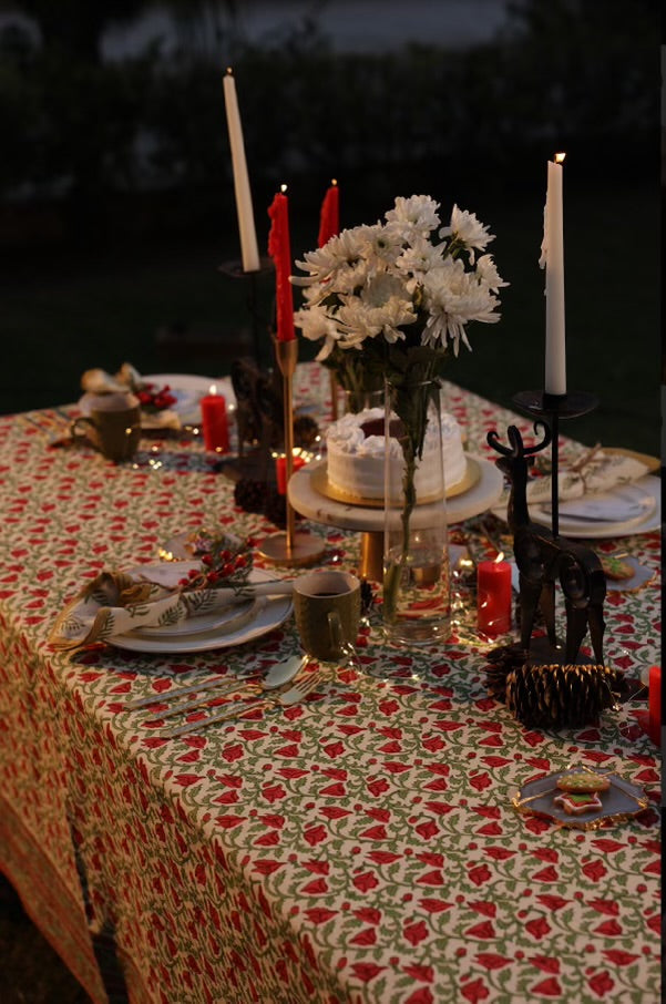 Printed Tablecloth - Hicks Scarlet