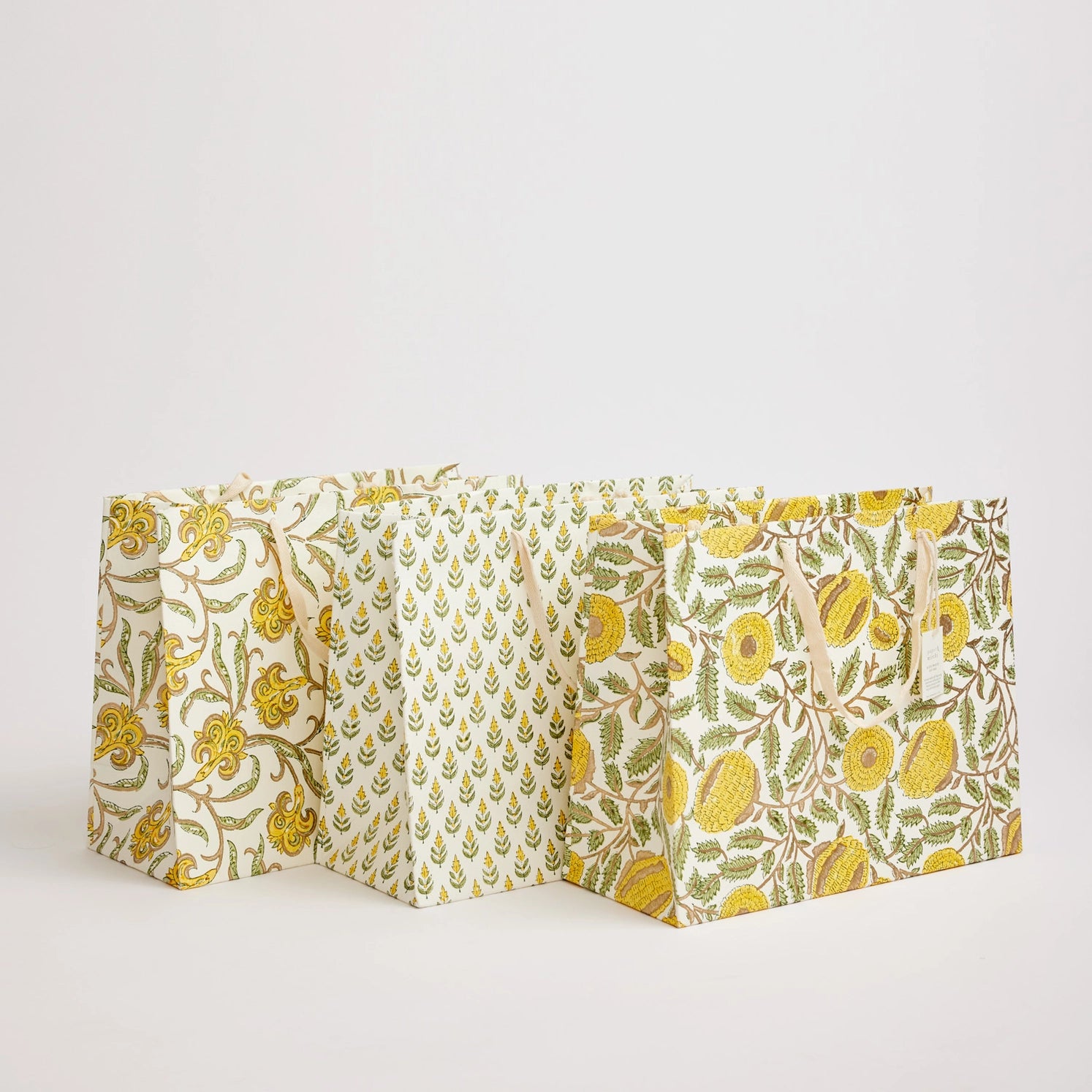 Hand Block Printed Paper Gift Bag Sunshine Large