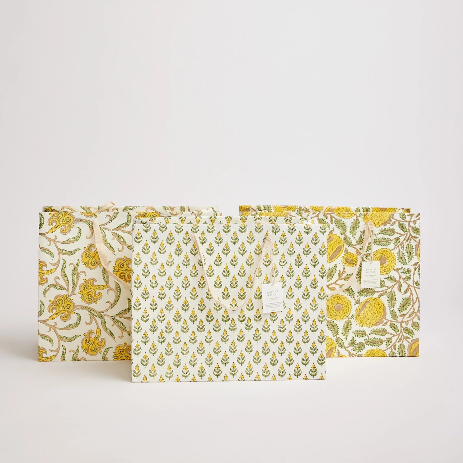 Hand Block Printed Paper Gift Bag Sunshine Large