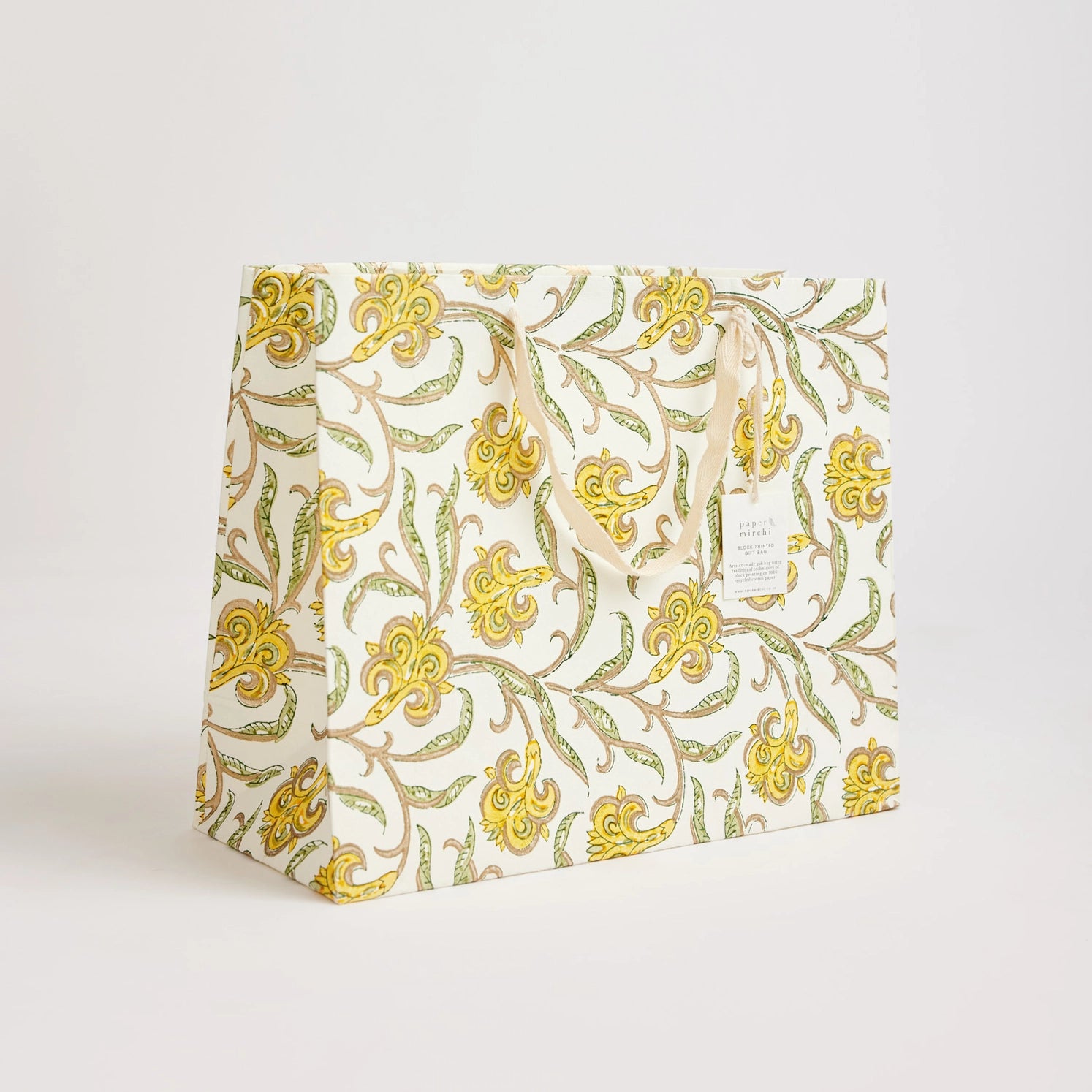 Hand Block Printed Paper Gift Bag Sunshine Large