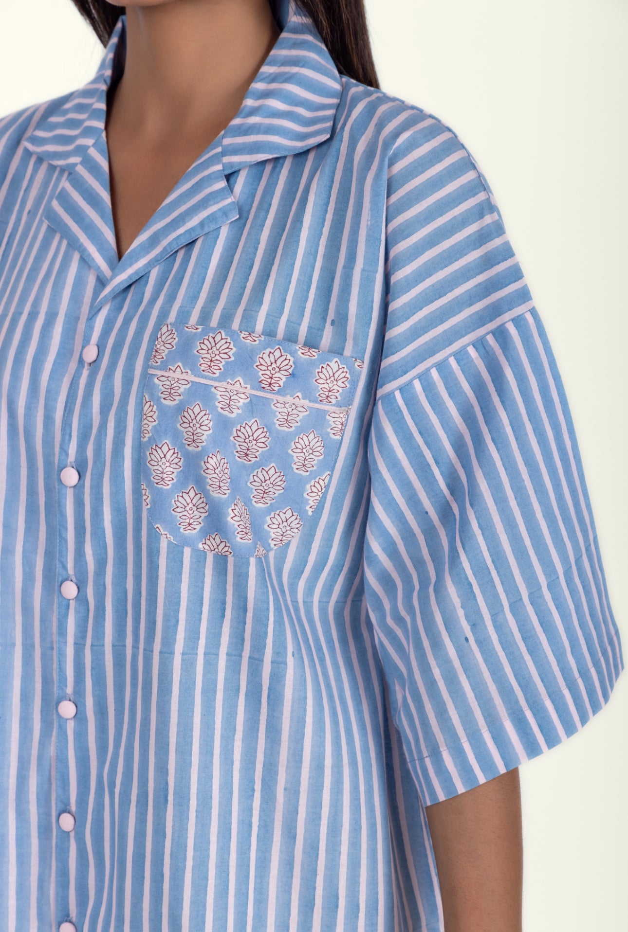 Cotton Nightshirt - Wilson Sky Stripe