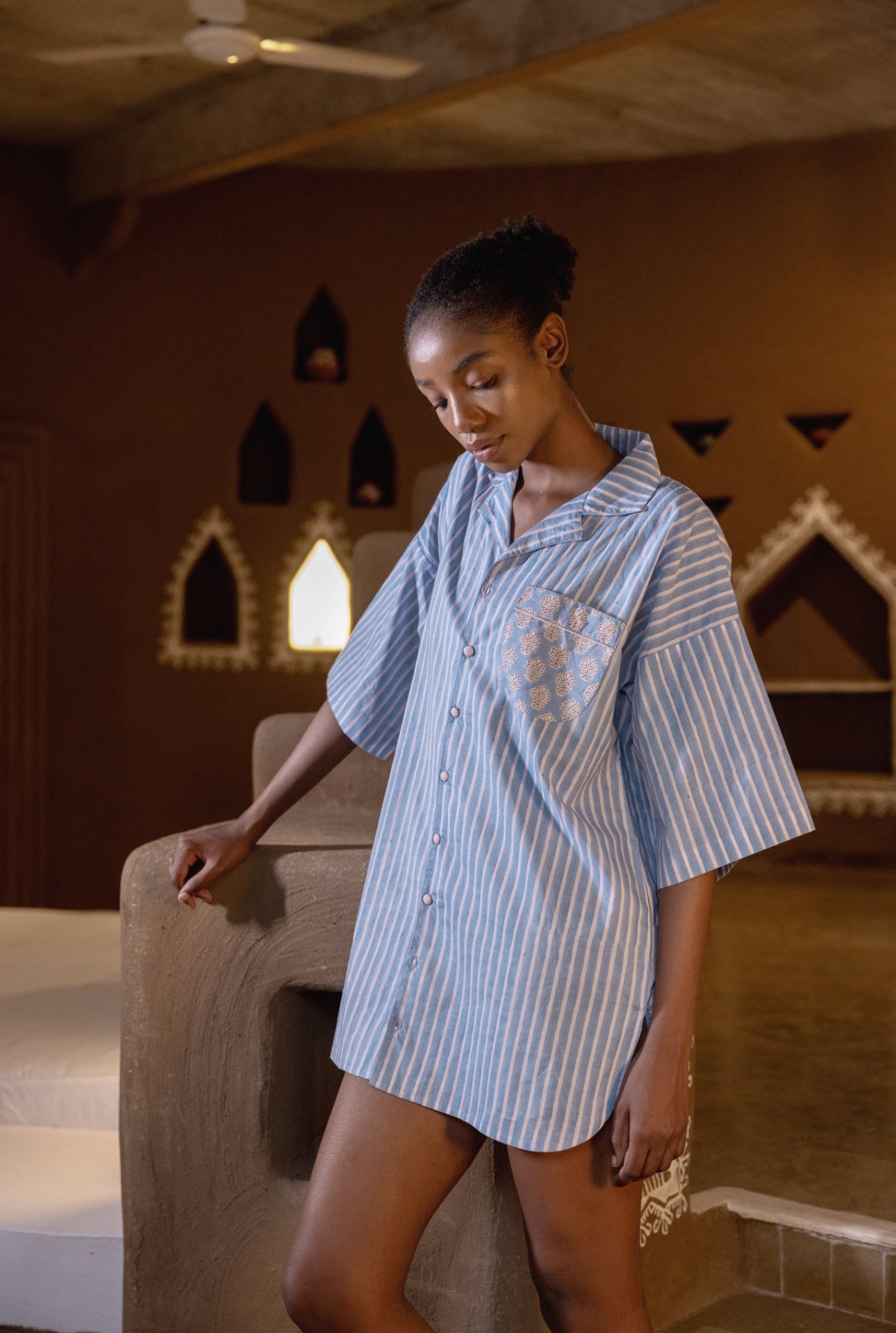 Cotton Nightshirt - Wilson Sky Stripe