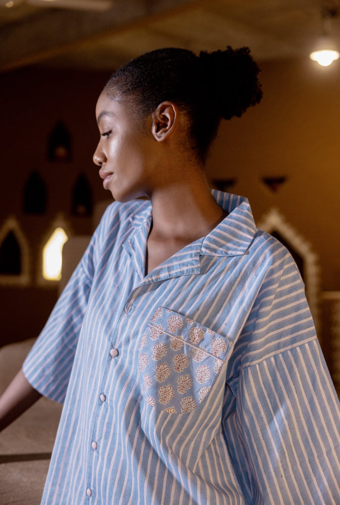 Cotton Nightshirt - Wilson Sky Stripe