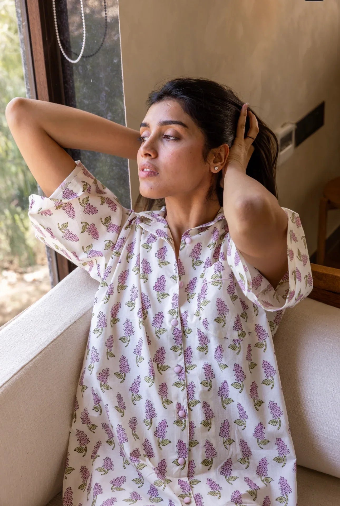 Cotton Nightshirt - Veronica Mauve