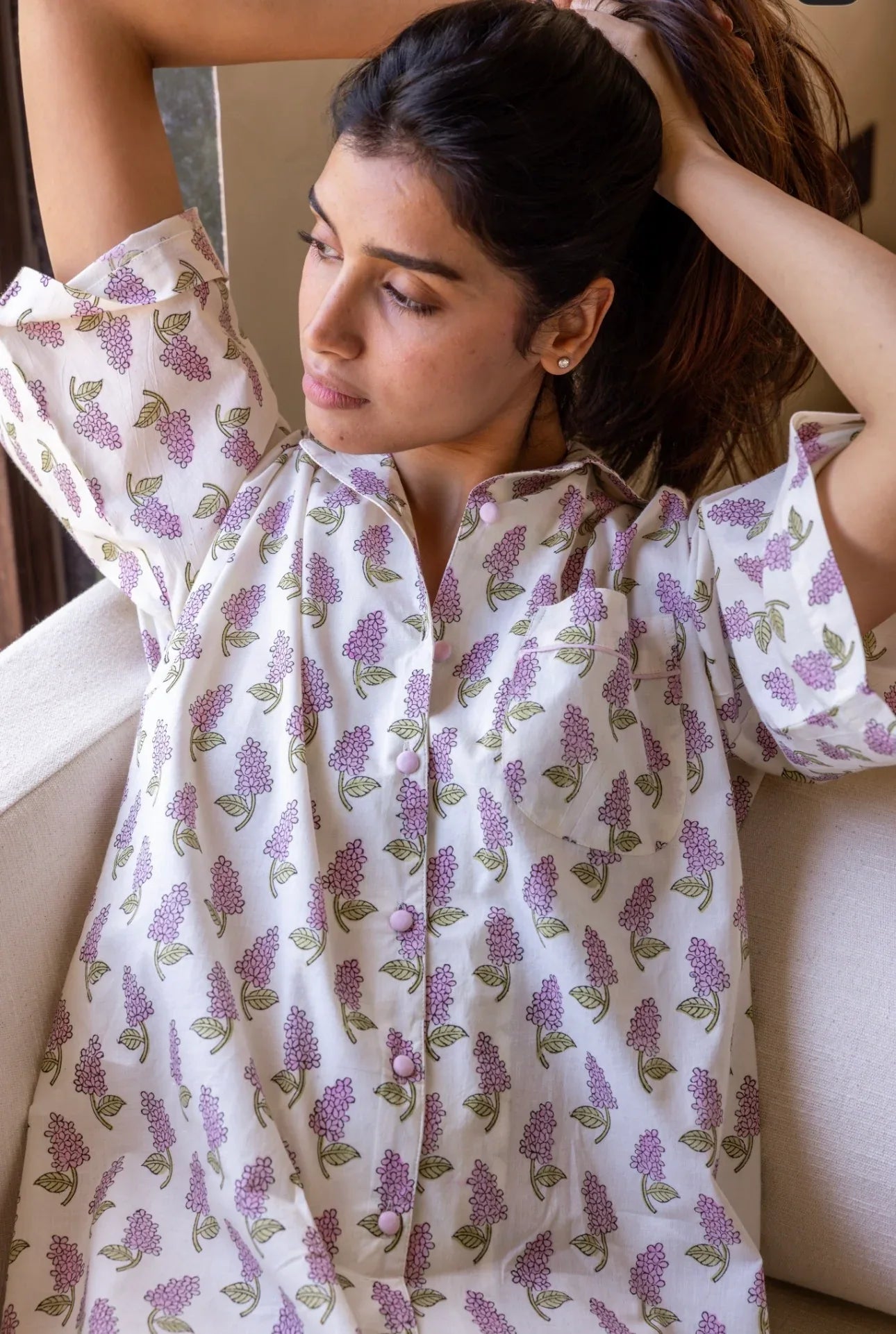 Cotton Nightshirt - Veronica Mauve