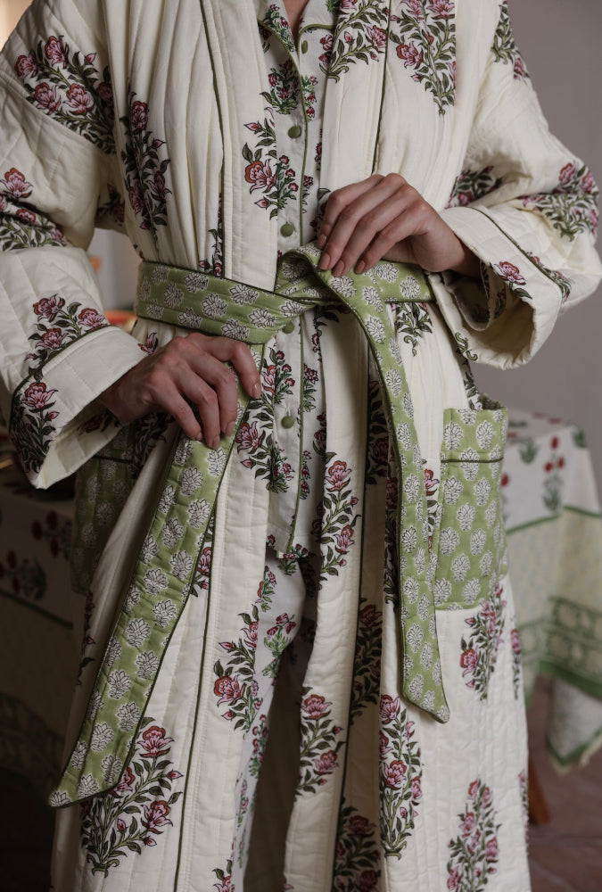 Quilted Luxury Cotton Dressing Gown / Robe - Wilson Rose