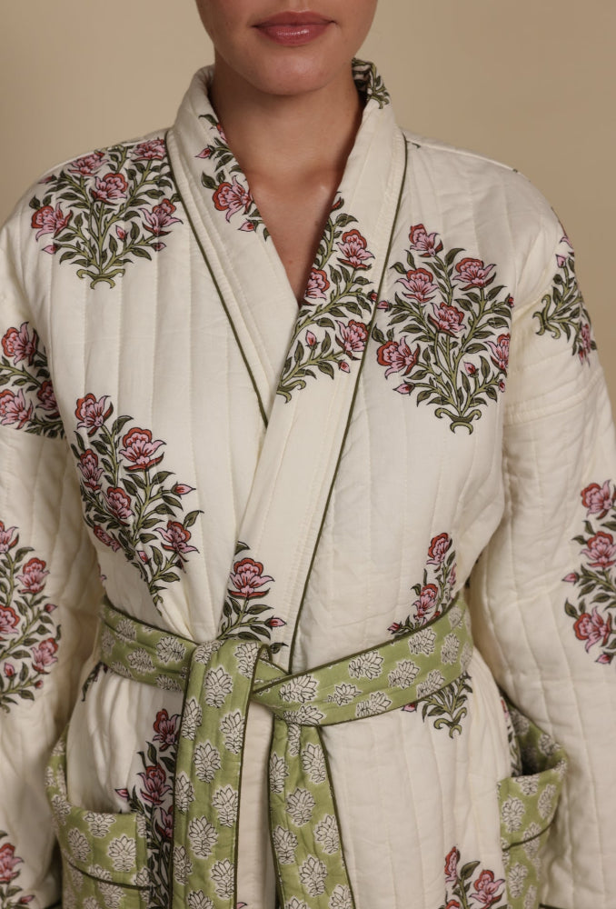 Quilted Luxury Cotton Dressing Gown / Robe - Wilson Rose