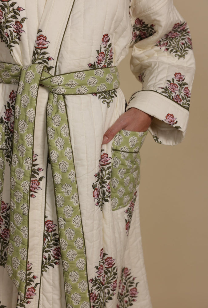 Quilted Luxury Cotton Dressing Gown / Robe - Wilson Rose