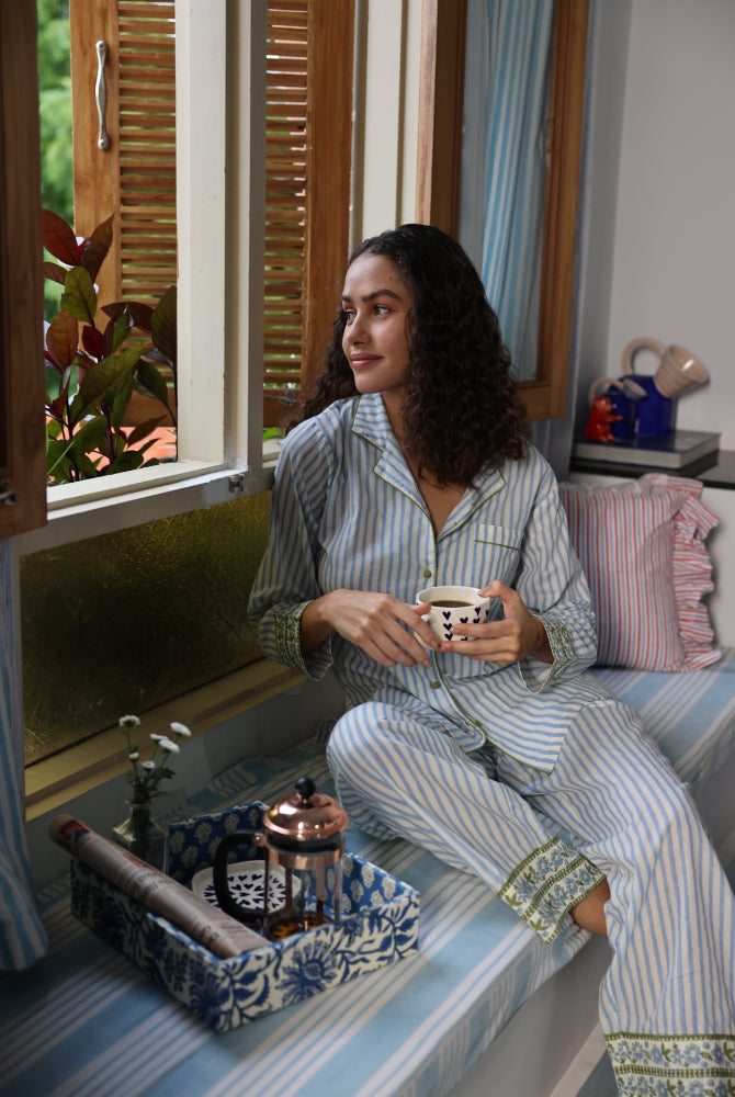 Cotton Pyjamas - Dovers Sky Stripe
