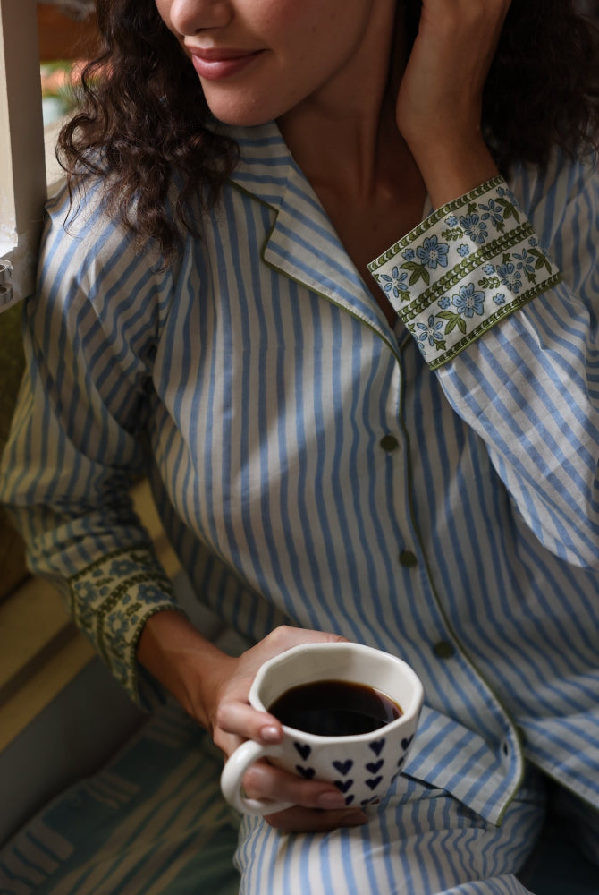 Cotton Pyjamas - Dovers Sky Stripe