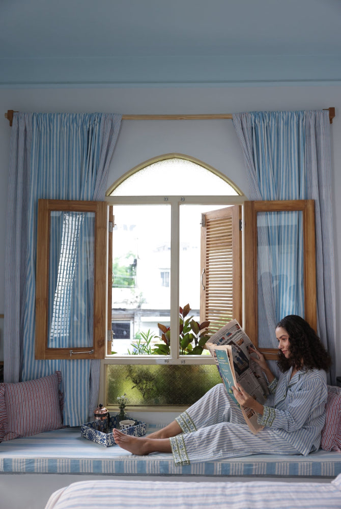 Cotton Pyjamas - Dovers Sky Stripe