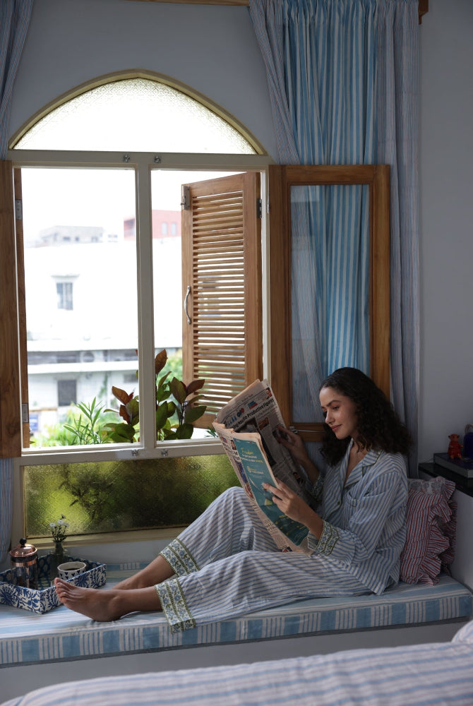 Cotton Pyjamas - Dovers Sky Stripe
