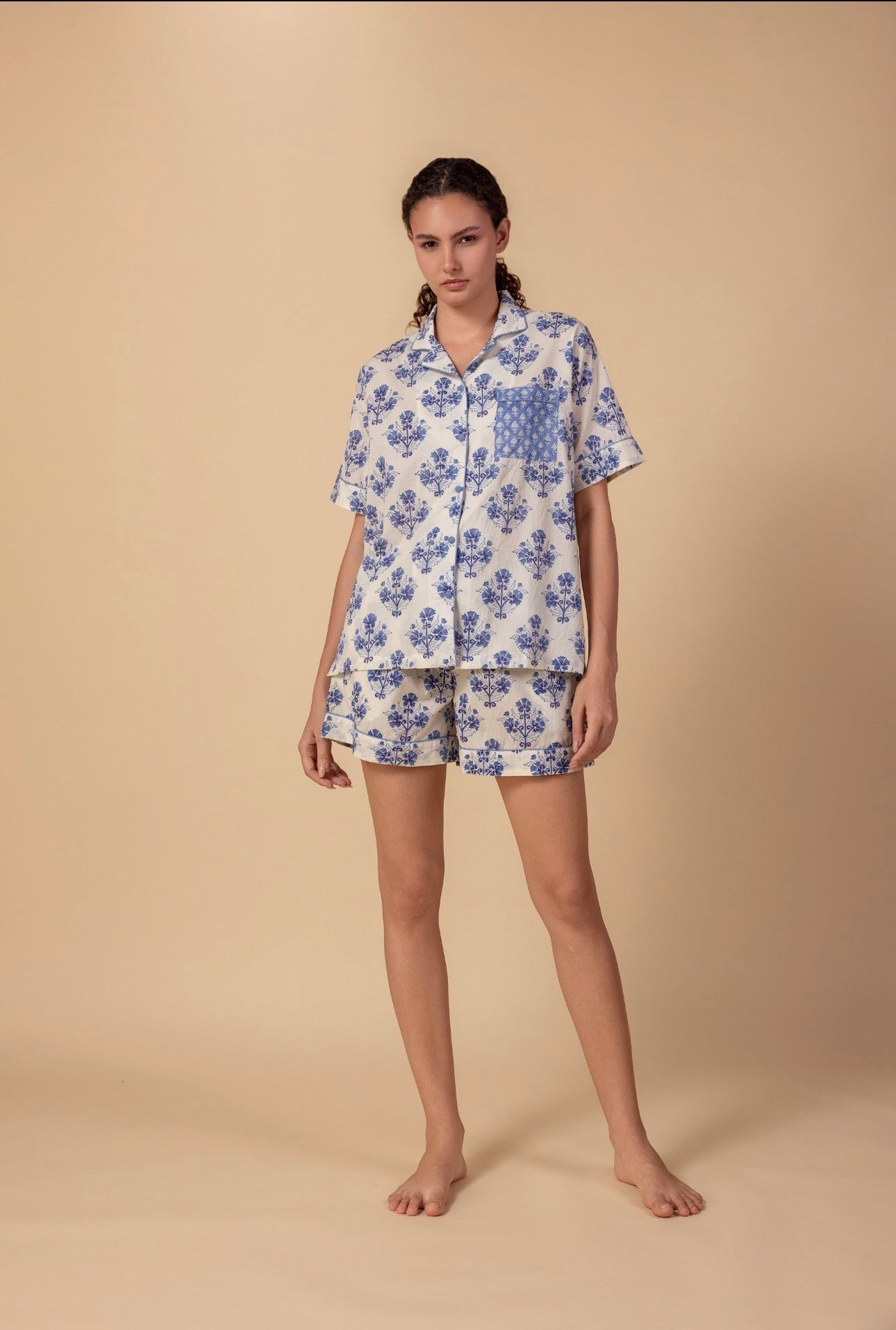Short Cotton Pyjamas - Bluebell Buta