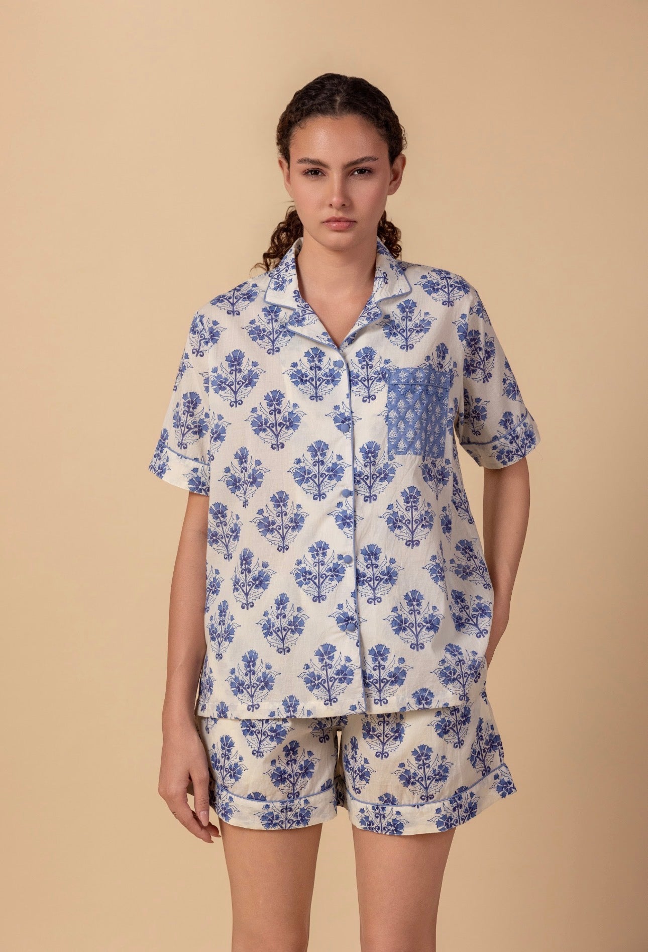 Short Cotton Pyjamas - Bluebell Buta