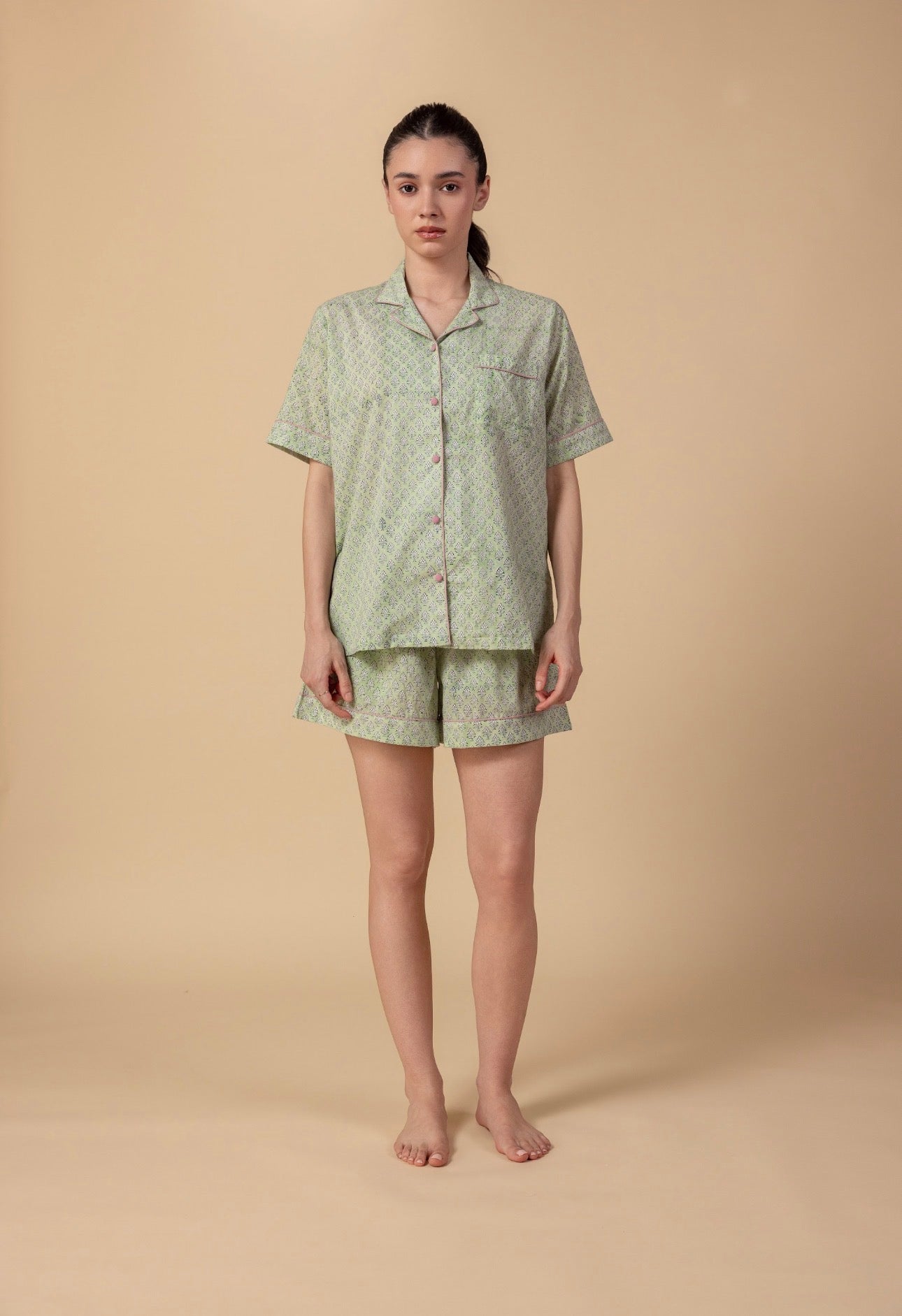 Short Cotton Pyjamas - Ditsy Haze Blush