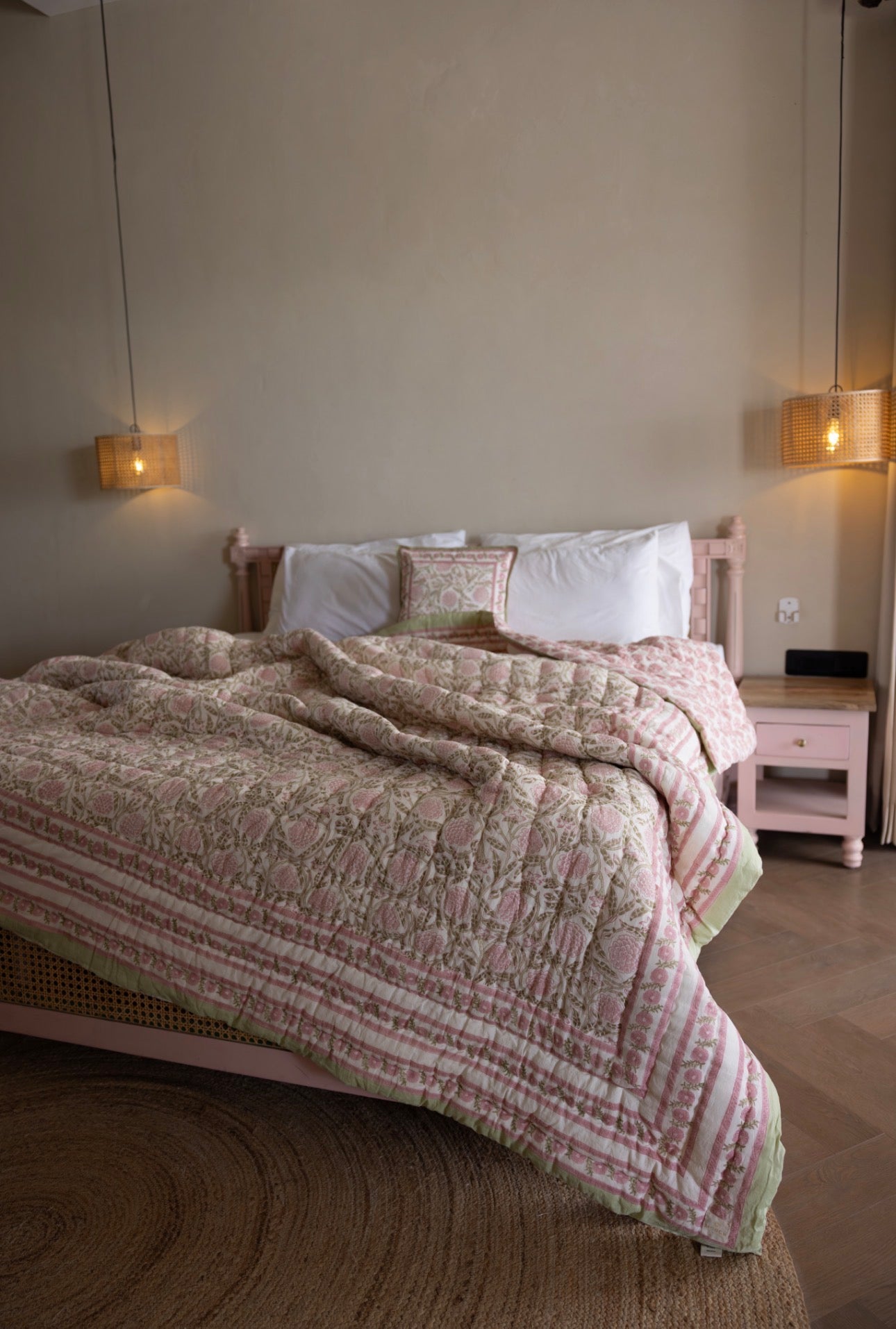 Luxury Quilted Bedspread / Eiderdown - Wolds Bloom