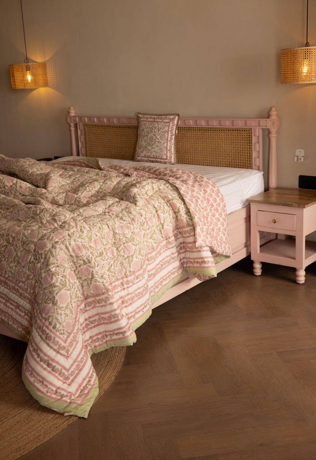 Luxury Quilted Bedspread / Eiderdown - Wolds Bloom