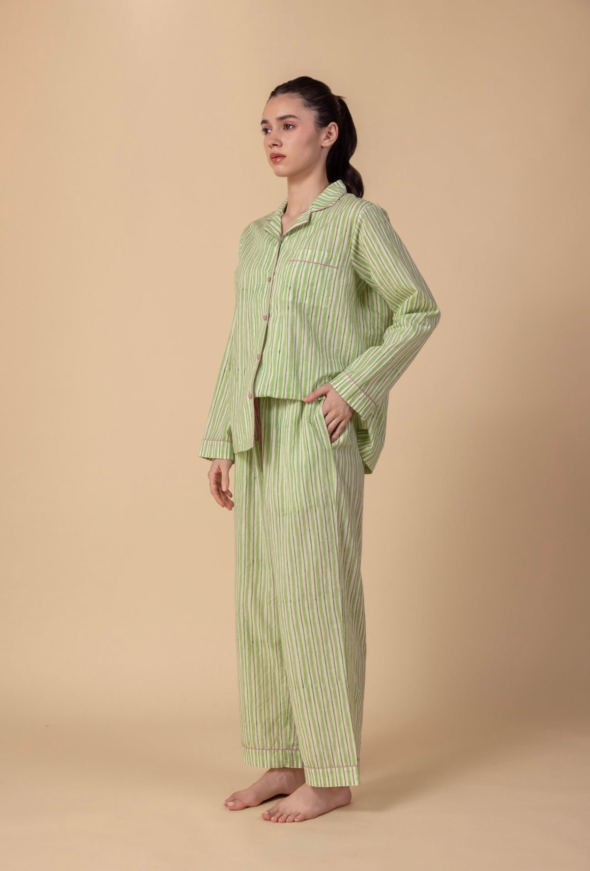 Cotton Pyjamas - Hedgerow Stripe