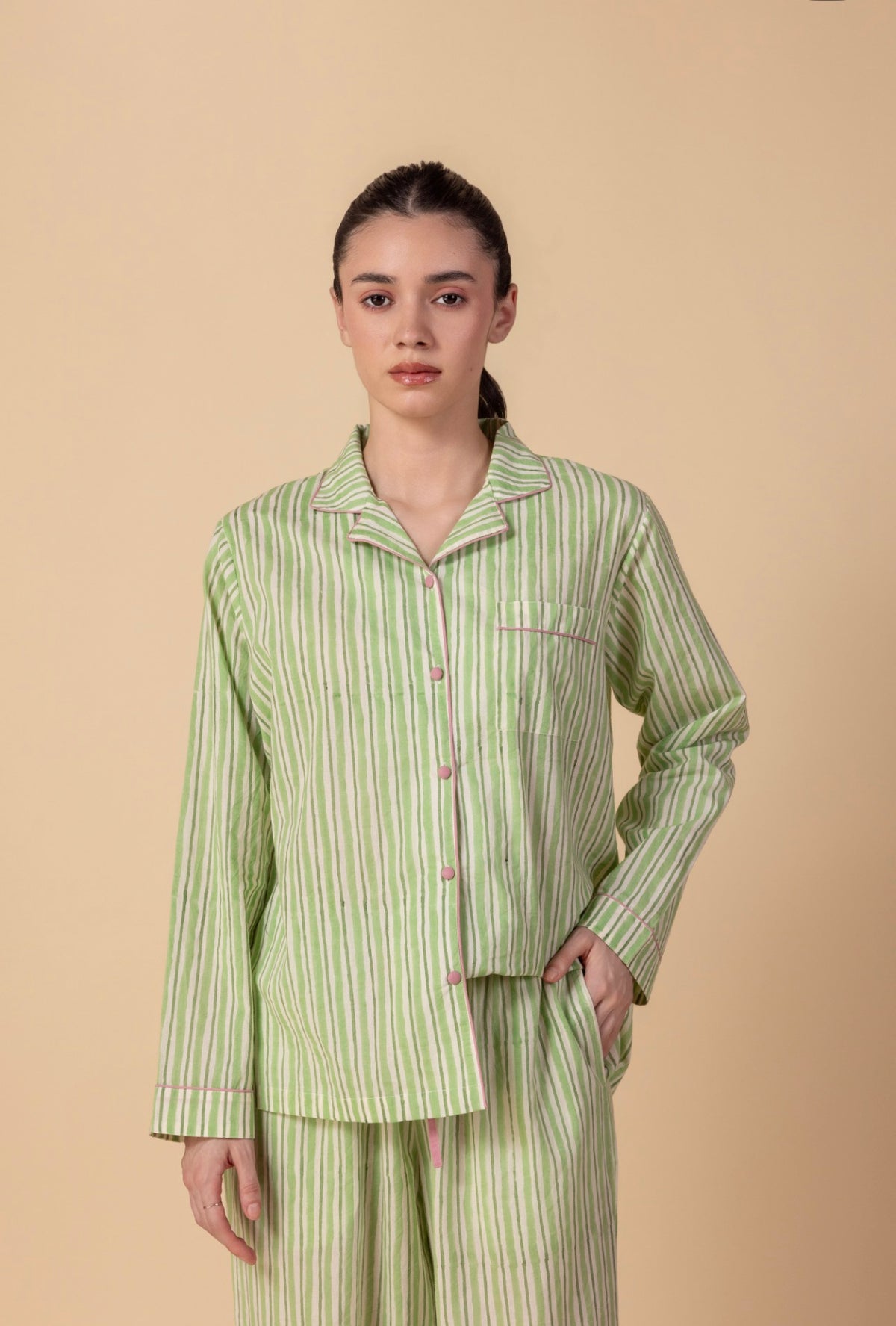 Cotton Pyjamas - Hedgerow Stripe