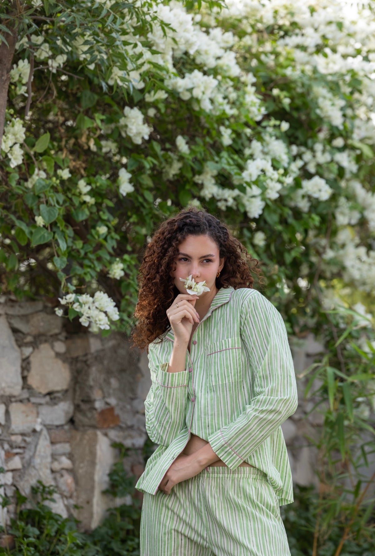Cotton Pyjamas - Hedgerow Stripe