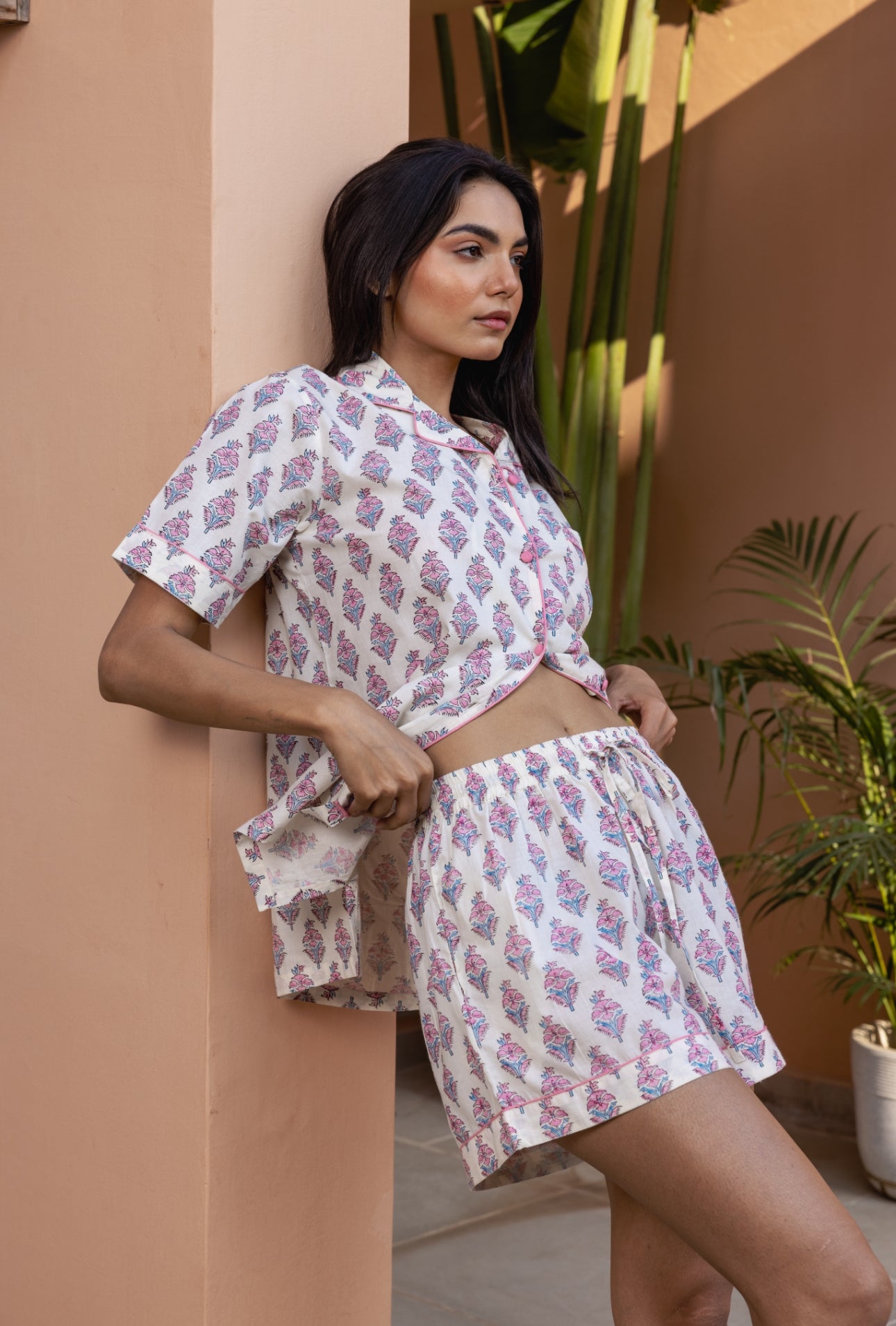 Short Cotton Pyjamas - Booti Blush Bloom