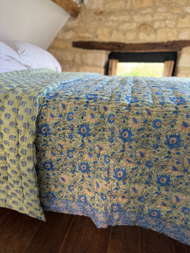 Luxury Quilted Bedspread / Eiderdown - Ebrington Sage