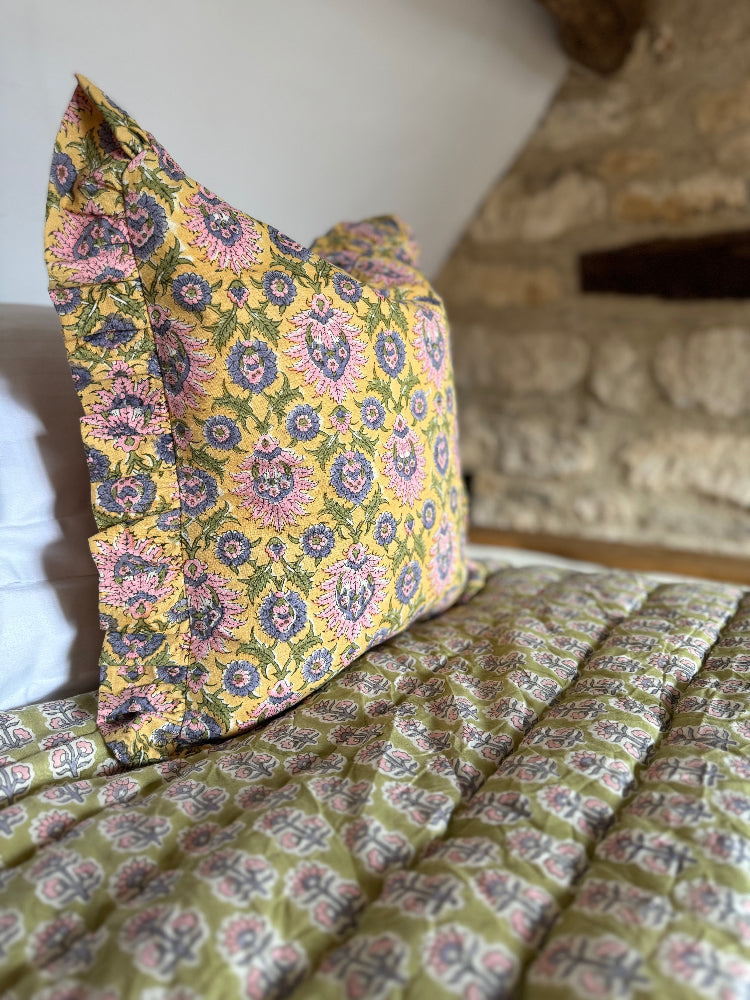 Printed Cushion Cover Ruffle - Mona Jojoba