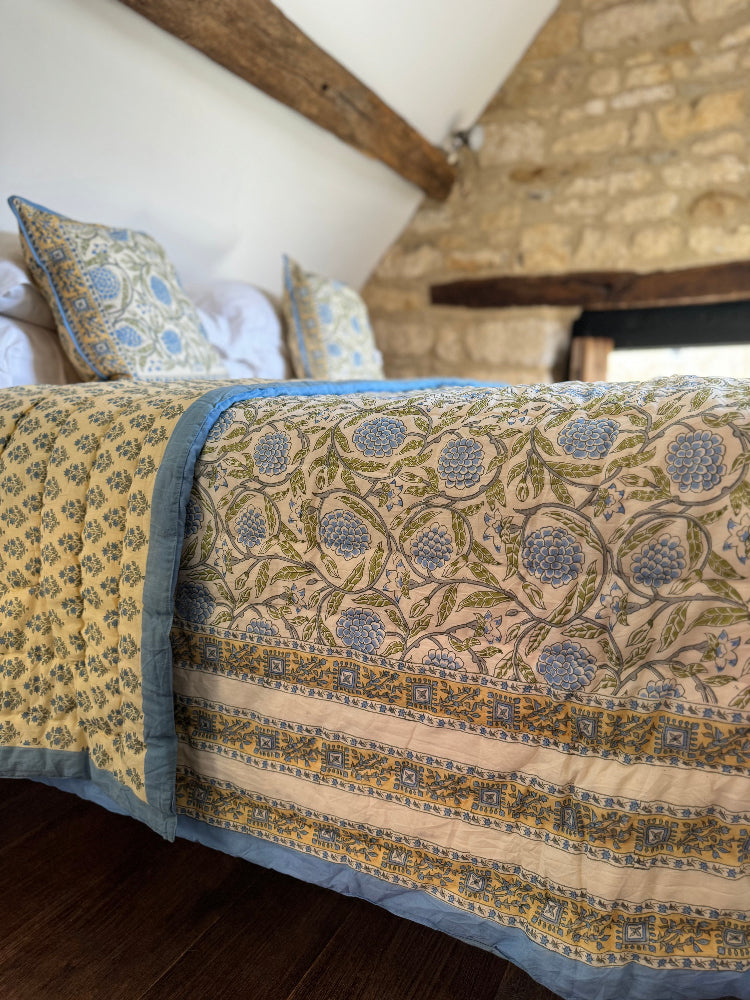 Luxury Quilted Bedspread / Eiderdown - Wolds Steel