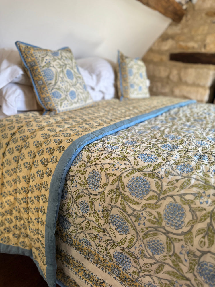 Luxury Quilted Bedspread / Eiderdown - Wolds Steel