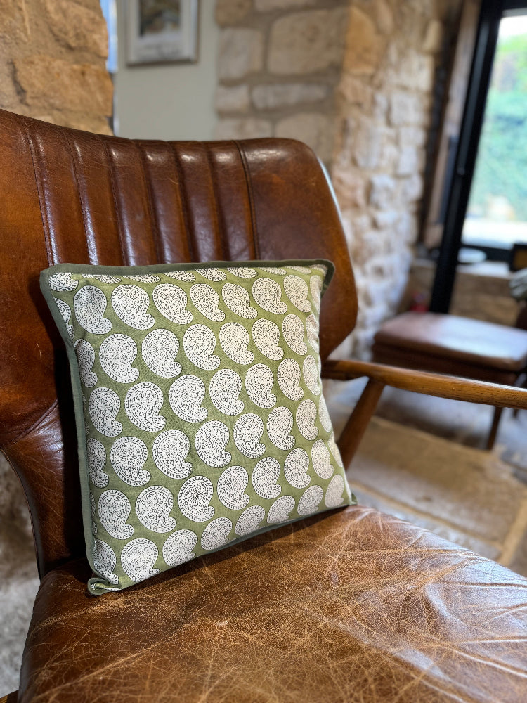 Printed Cushion Cover Piped - Blockley Sage
