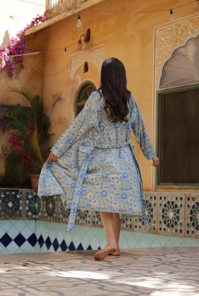 Cotton Dressing Gown / Robe - Ebrington Sage