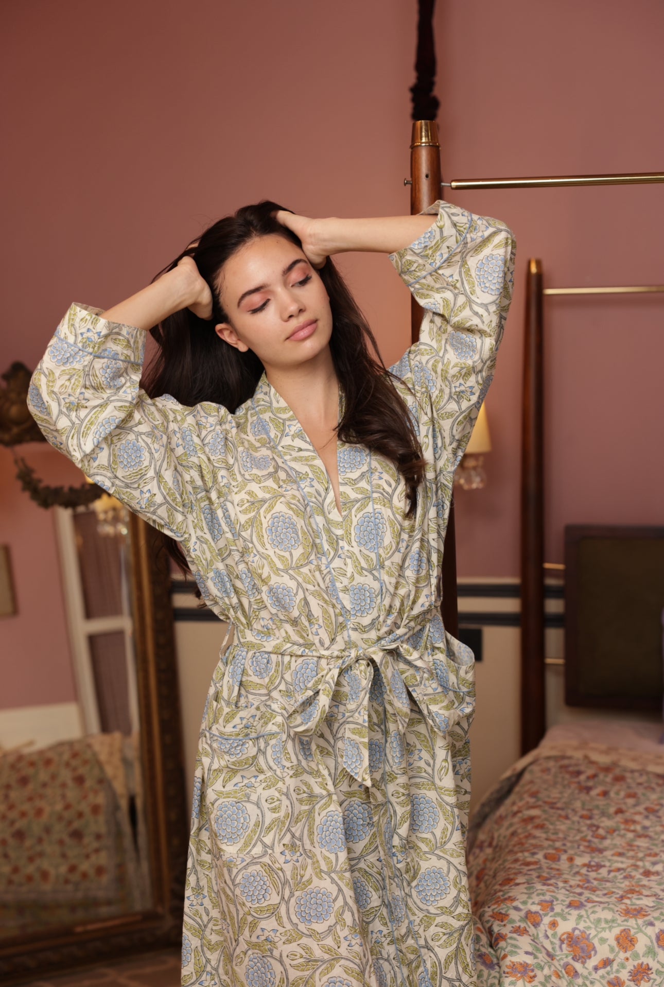 Cotton Dressing Gown - Wolds Steel