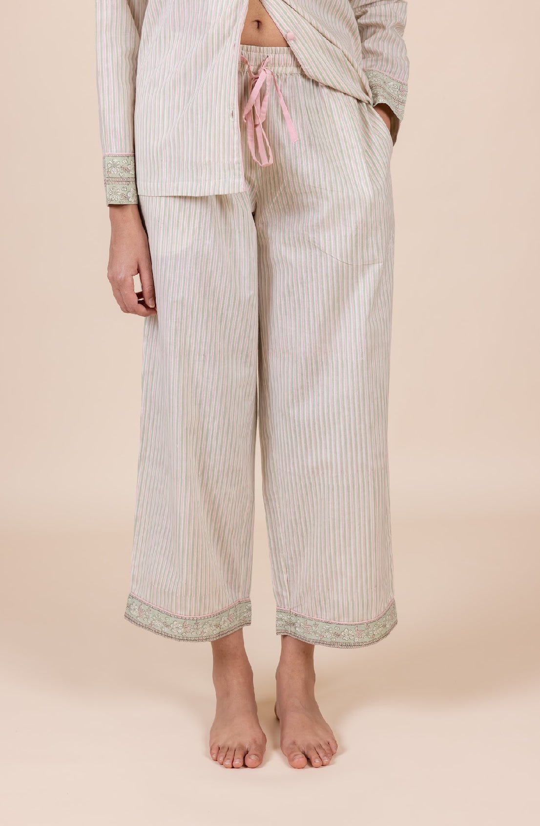 Cotton Pyjamas - Candy Sage Stripe