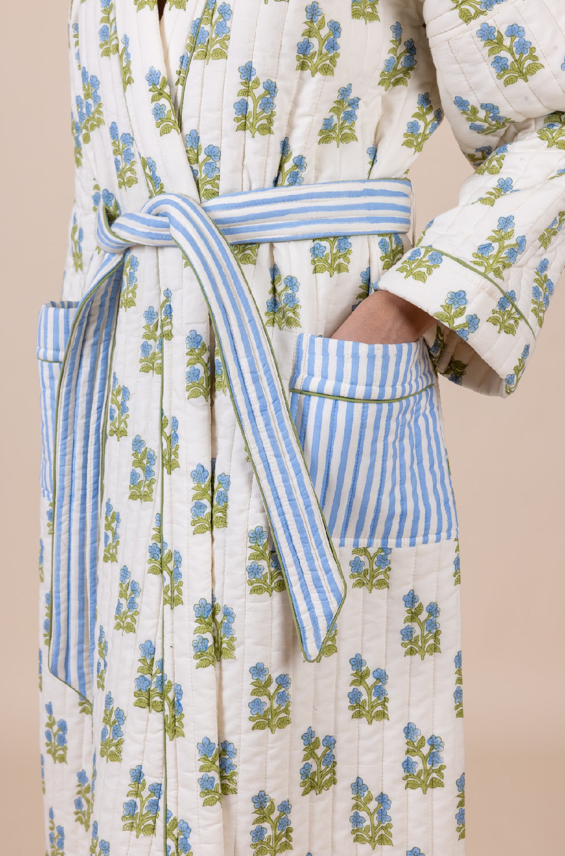 Quilted Luxury Cotton Dressing Gown / Robe - Arlie Meadow
