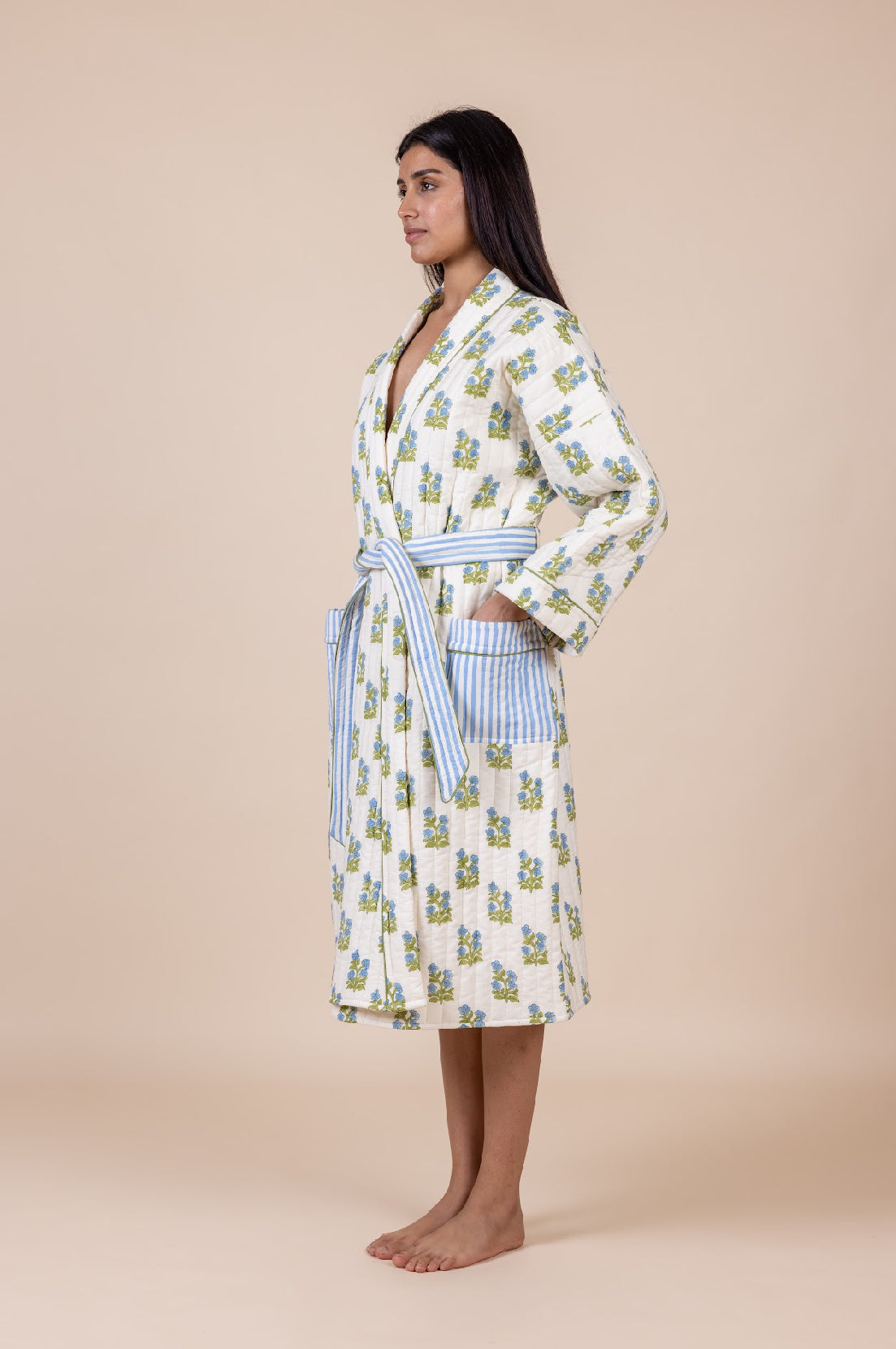 Quilted Luxury Cotton Dressing Gown / Robe - Arlie Meadow