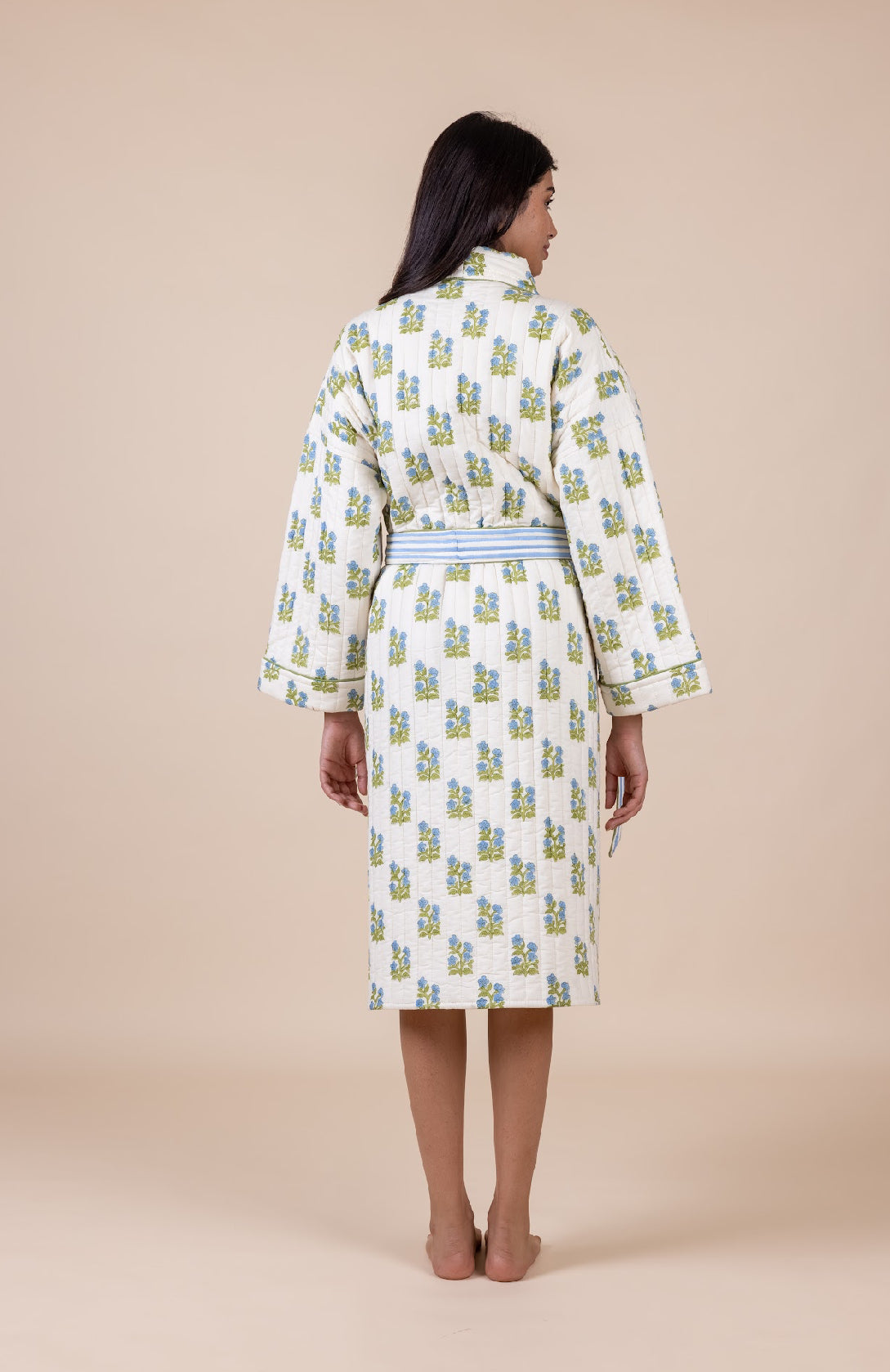Quilted Luxury Cotton Dressing Gown / Robe - Arlie Meadow