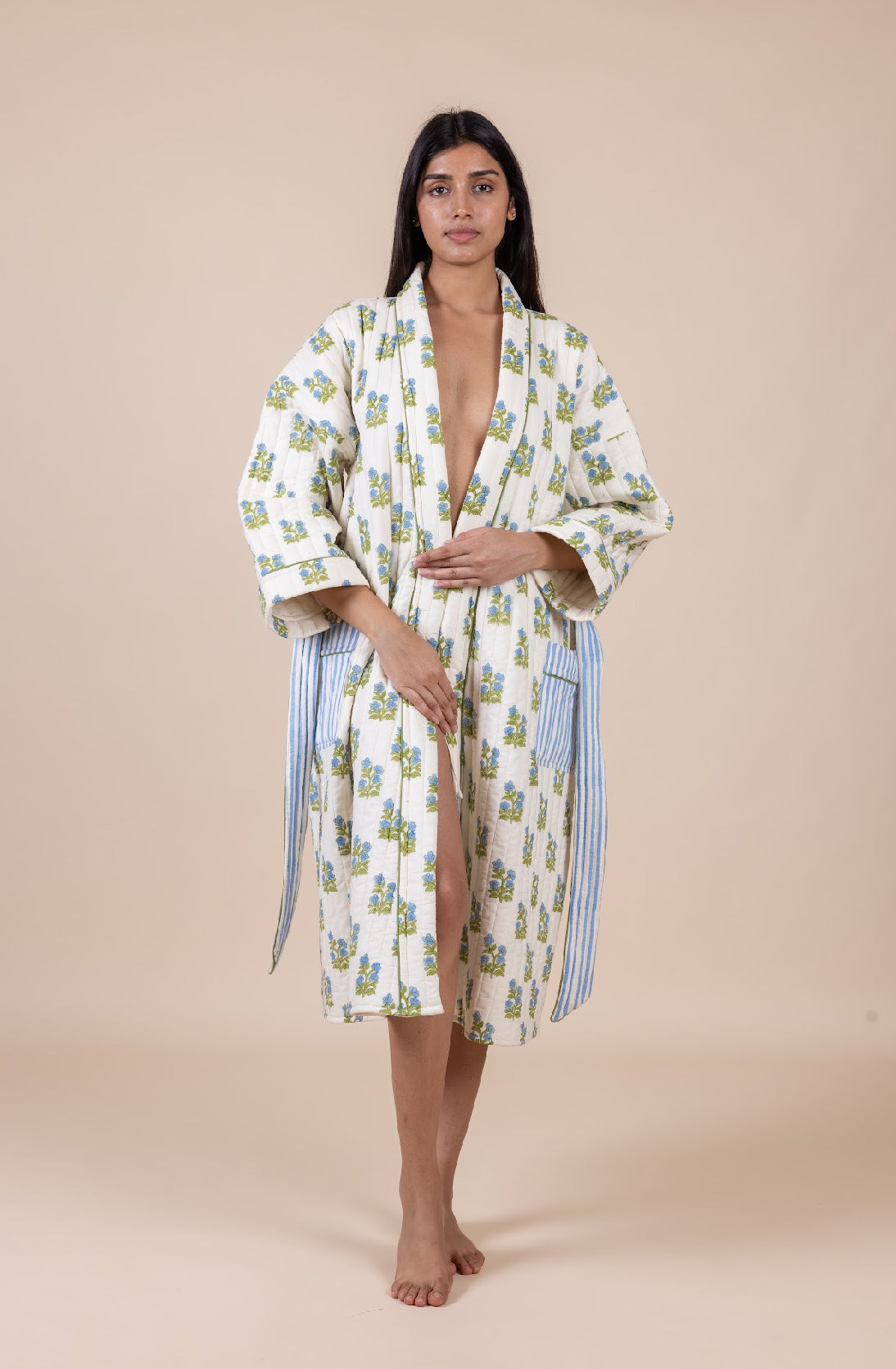 Quilted Luxury Cotton Dressing Gown / Robe - Arlie Meadow