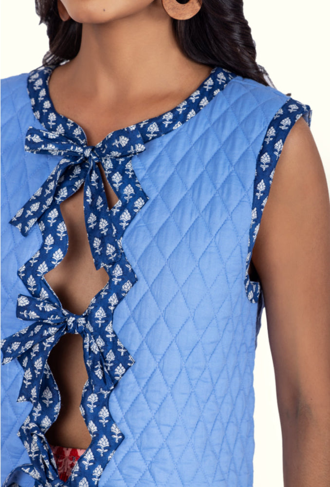 Ember Quilted Gilet Vest - Ditsy Sky