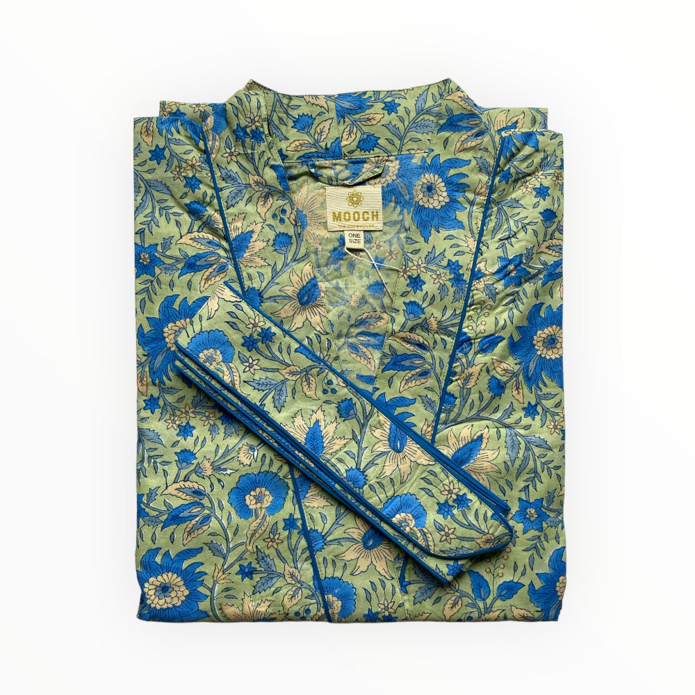 Cotton Dressing Gown / Robe - Ebrington Sage