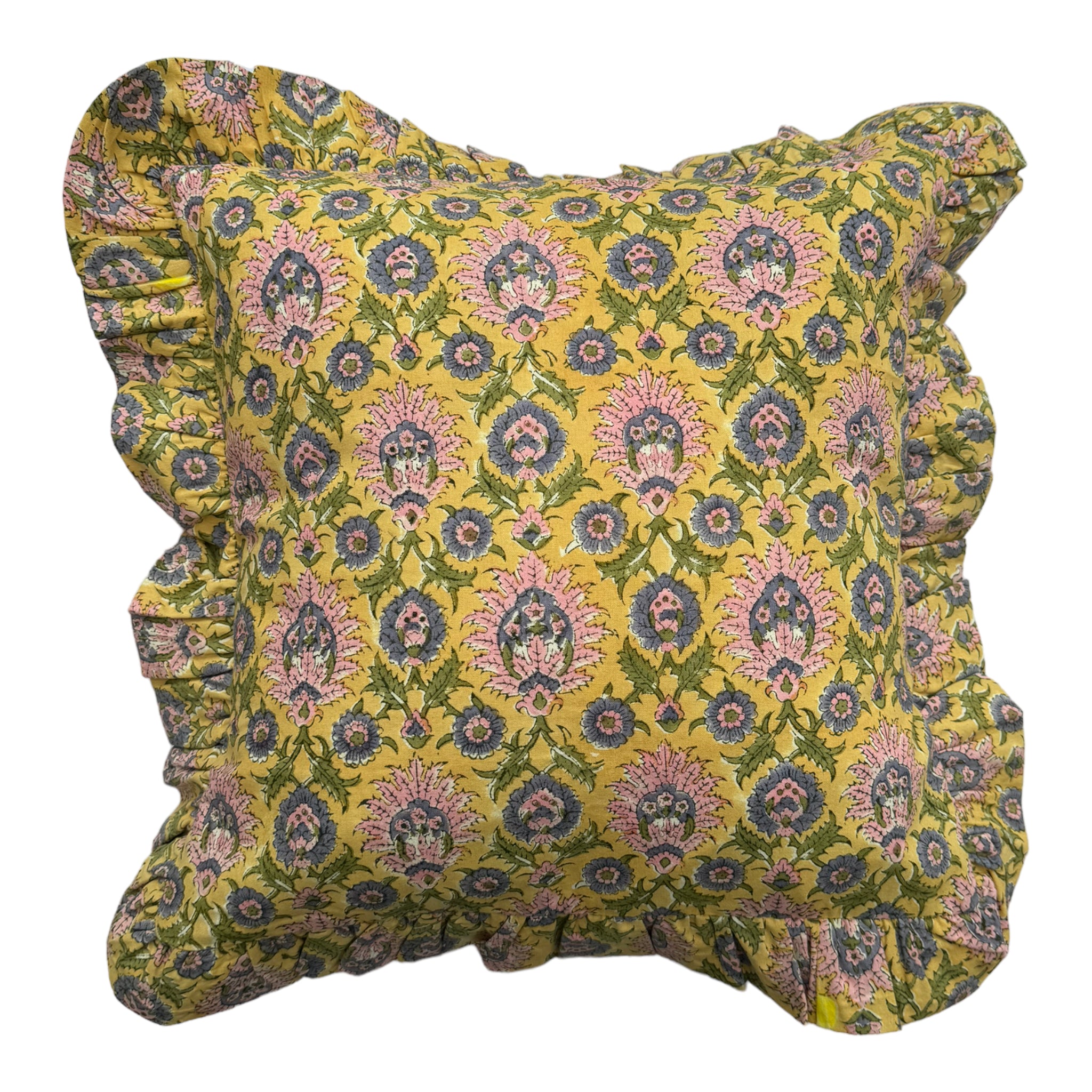 Printed Cushion Cover Ruffle - Mona Jojoba