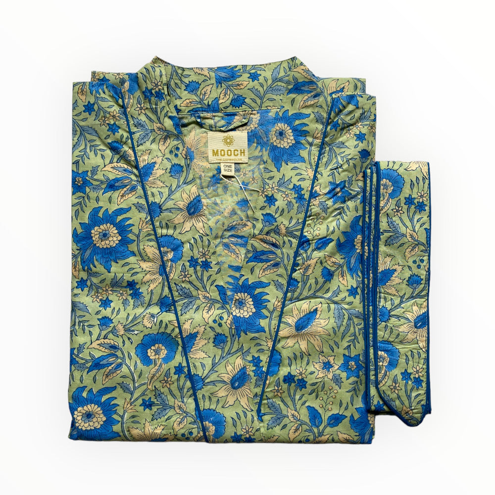 Cotton Dressing Gown / Robe - Ebrington Sage