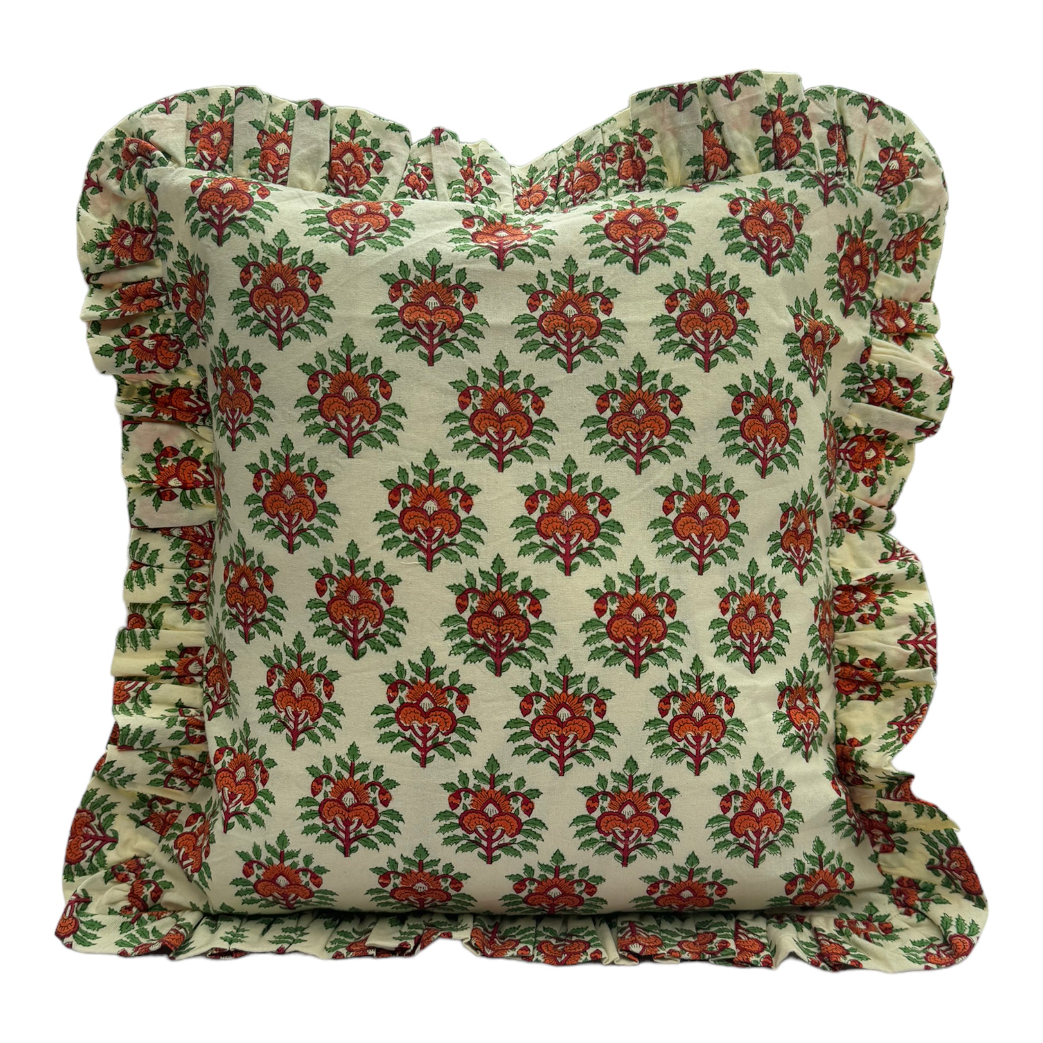 Printed Cushion Cover Ruffle - Beacon Amber